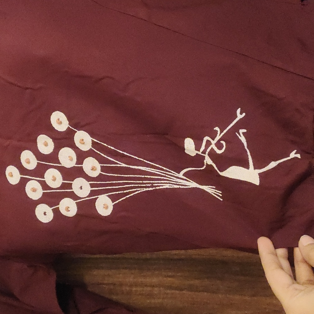 🆕brand new dark maroon three forth bell sleeve embroidered top - Picture 5 of 7